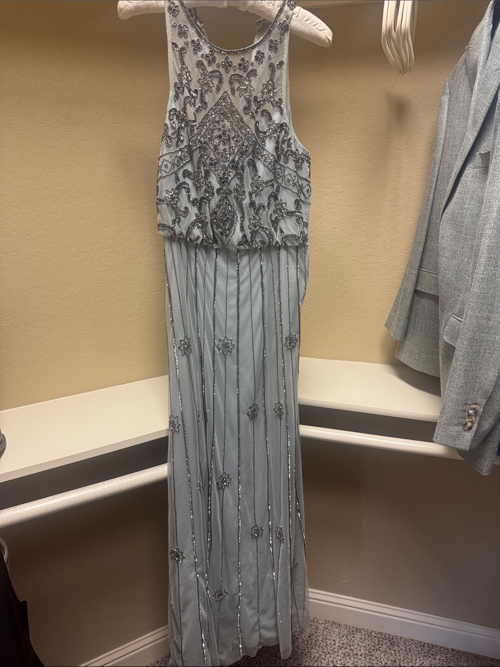 BHLDN Powder Blue Beaded Maxi Dress